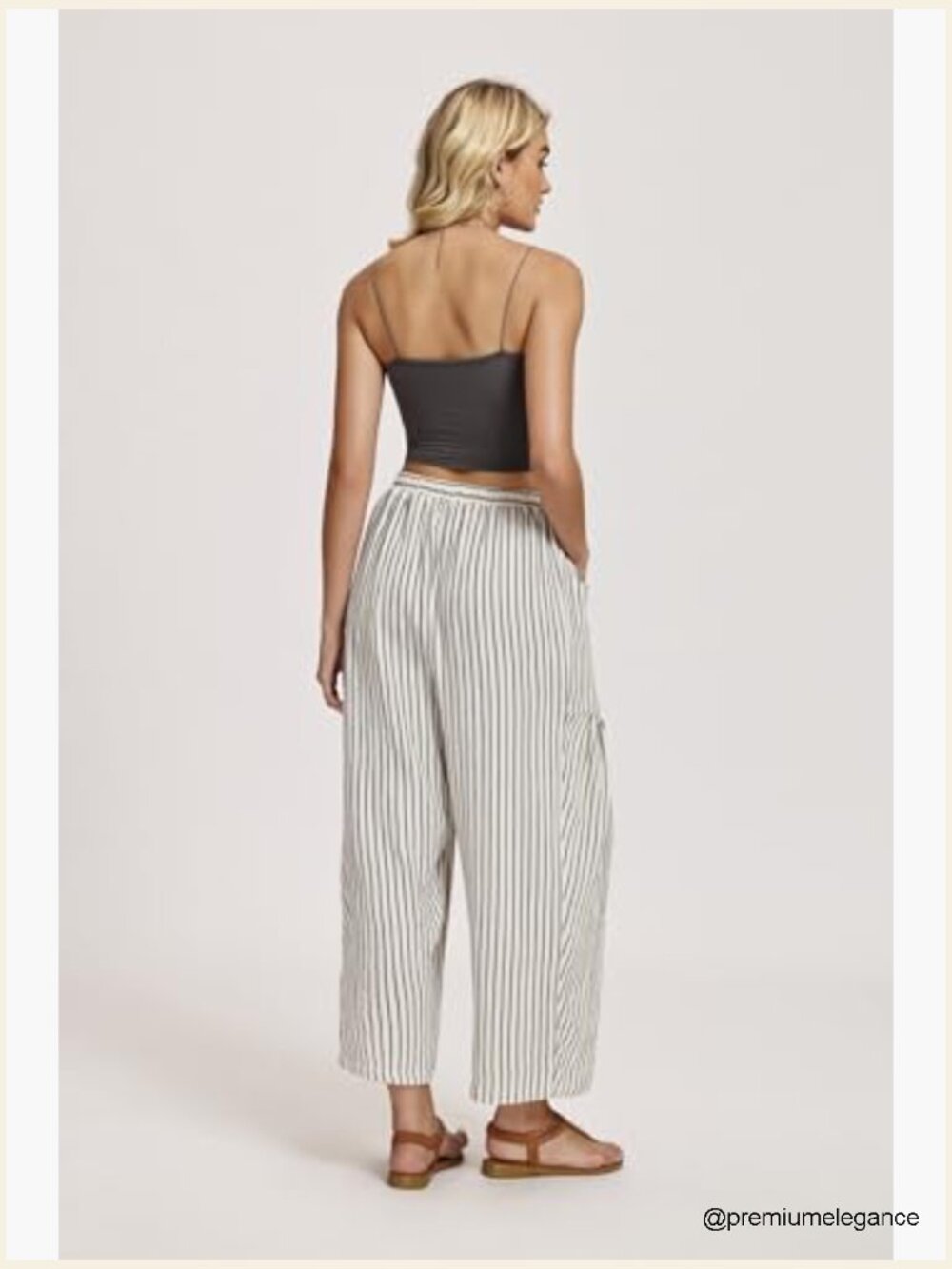 Wide Leg Linen Palazzo Pants with Pockets Summer Travel - Picture 5 of 7